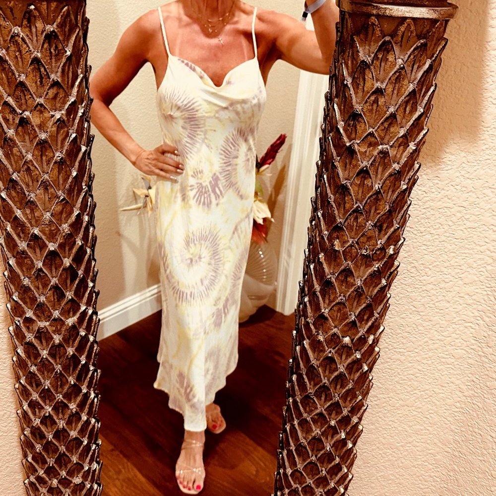 Lucy Paris Yellow and Tan Tie-Dye Hombre Dress